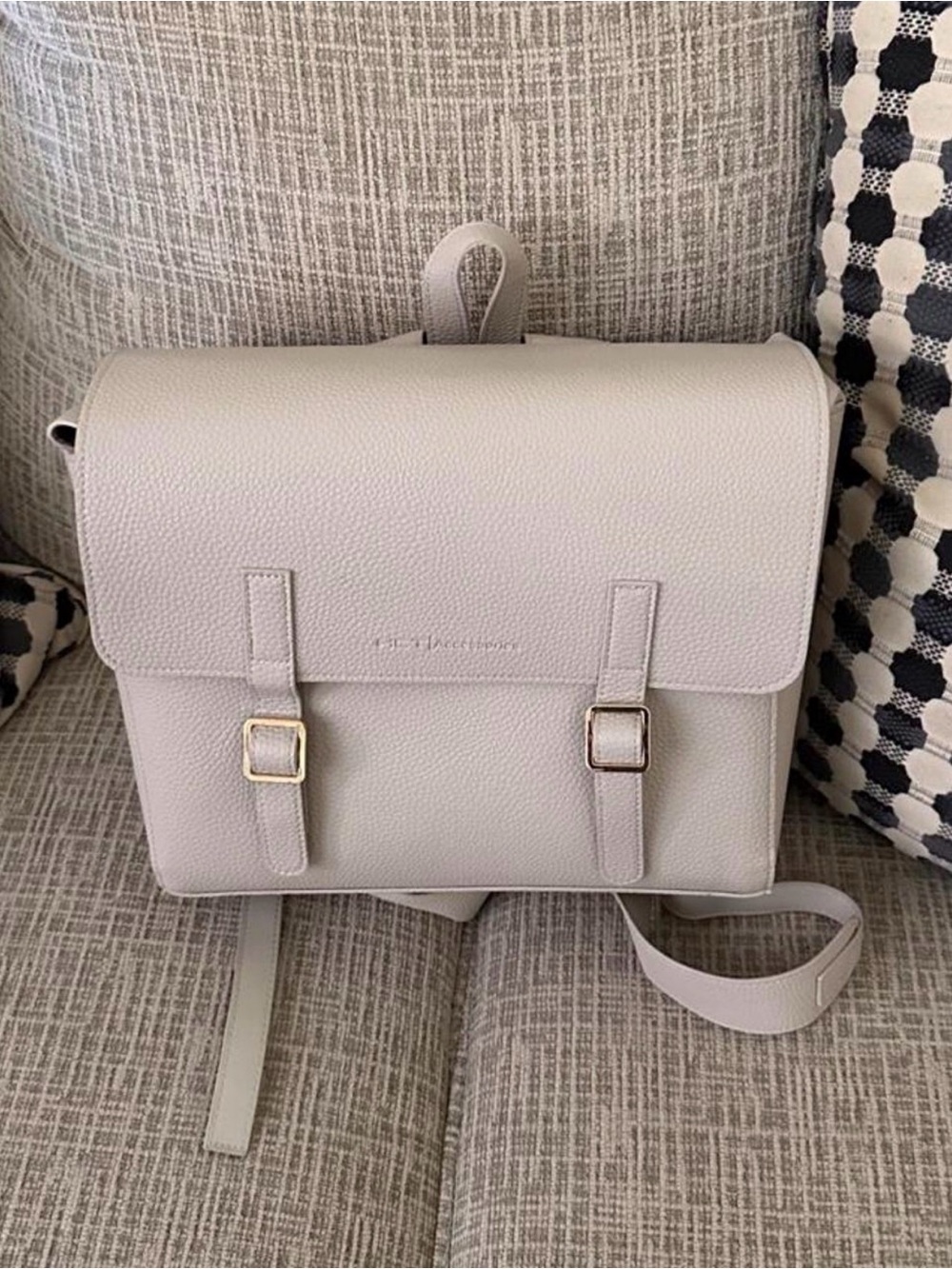 Women's Cream Faux Leather Backpack Satchel